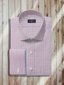 Men's Red and Multi Gingham, Men Dress Shirt, Dress Shirt