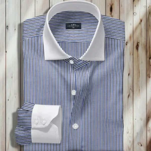 Black and Blue Stripe Dress Shirt, Men Dress Shirt, 100% Cotton, Wrinkle Free Fabric