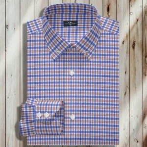 Blue and Peach Men's Dress Shirt, Men's Dress Shirts, Bespoke Men's Dress Shirt