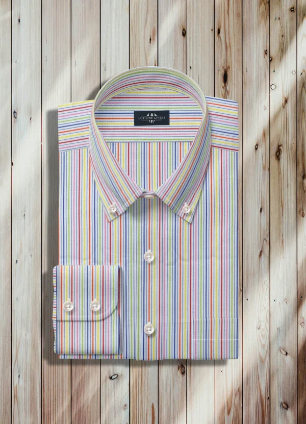 Multi Stripes Men Dress Shirt, Stripes Dress Shirts, Men's Dress Shirt,100% Cotton