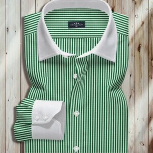 White and Green striped dress shirt